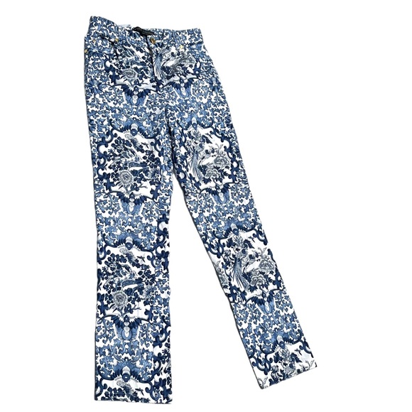 Ralph Lauren Black Label Blue & White Porcelain Print Pants Baroque Size 2 - Picture 8 of 10